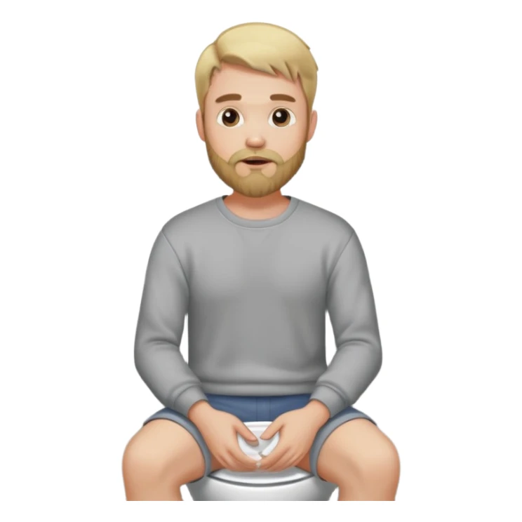 A blonde bearded man wearing a sweatshirt while sitting on a toilet sticker