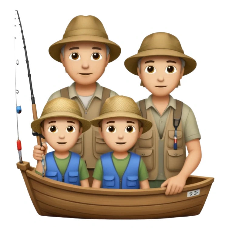 Father and sons fishing on a boat sticker
