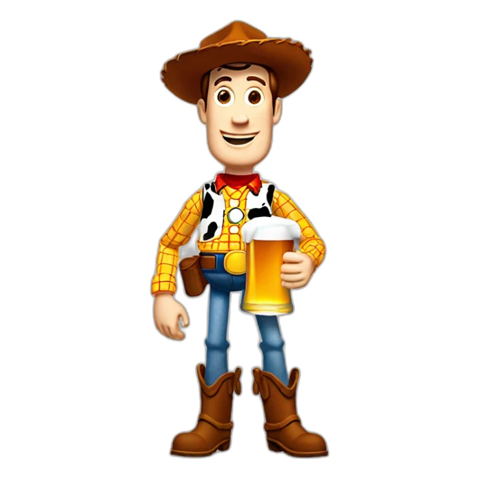 woody toy story holding a beer sticker