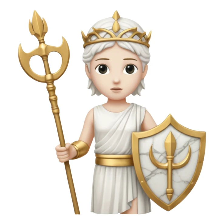 a greek white marble statue holding a marble trident.  sticker