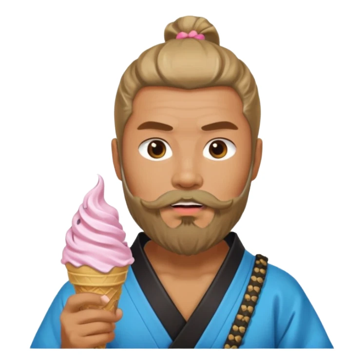 SAMURAI WITH EATING ICE CREAM BEARD GAY sticker