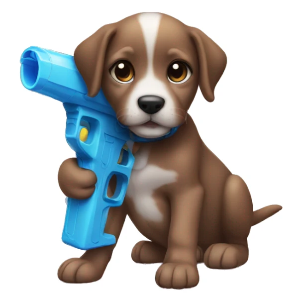 Puppy with water gun sticker