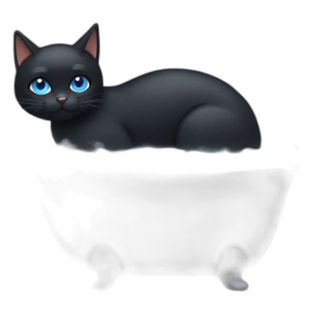 a black cat with blue eyes taking a steam bath sticker