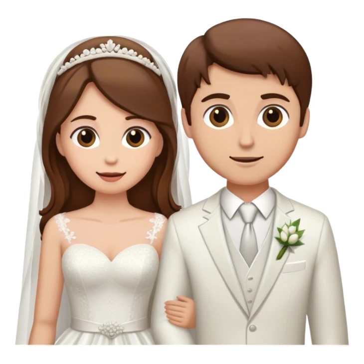 Brown hair bride and groom sticker