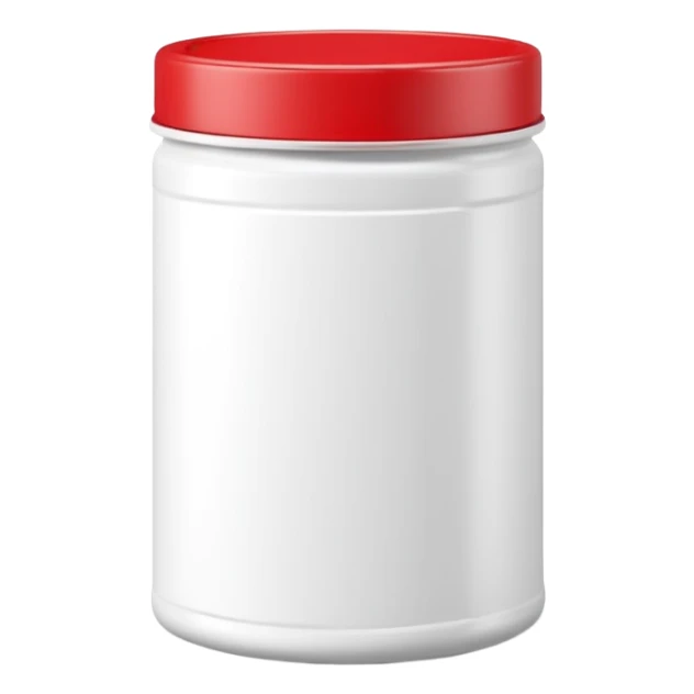 small cylindrical container of baking powder, unbranded, clean label, red white or blue, minimal, 3D-rendered, soft shadows, no faces, transparent background sticker
