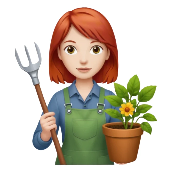 red hair gardener holding gardening tools sticker