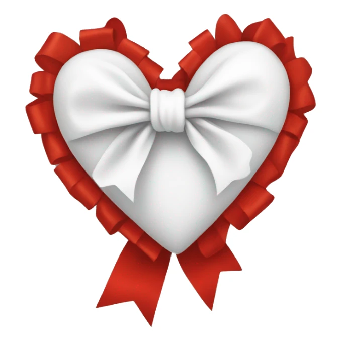 White heart with a big red bow wrapped around it  sticker