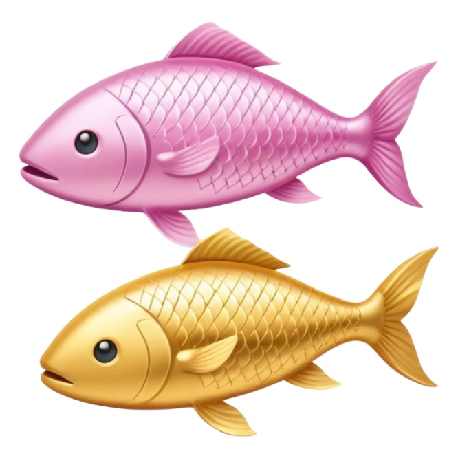 Two long fish one light pink one gold swimming oposite directions around each other Pisces sticker