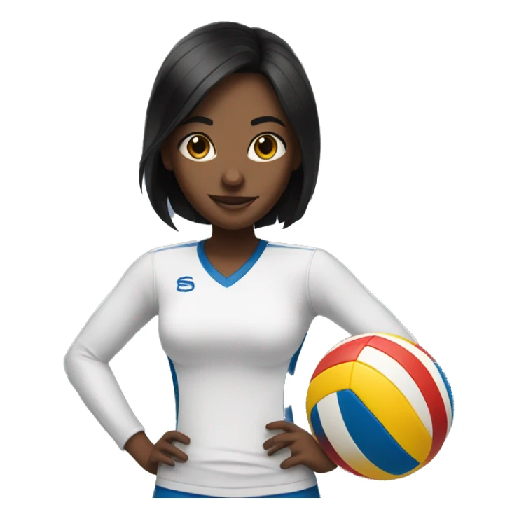 Girl with a black hair plays volleyball sticker