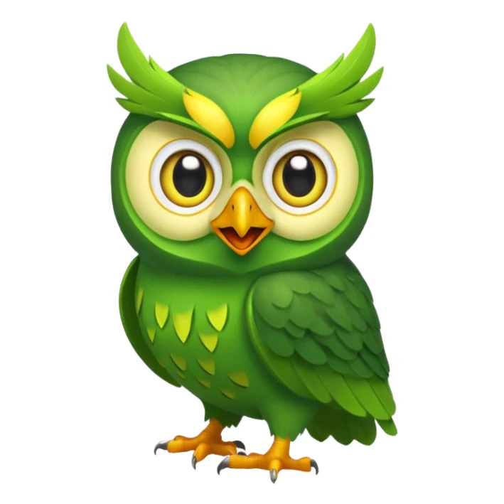 Animated laughing green owl sticker