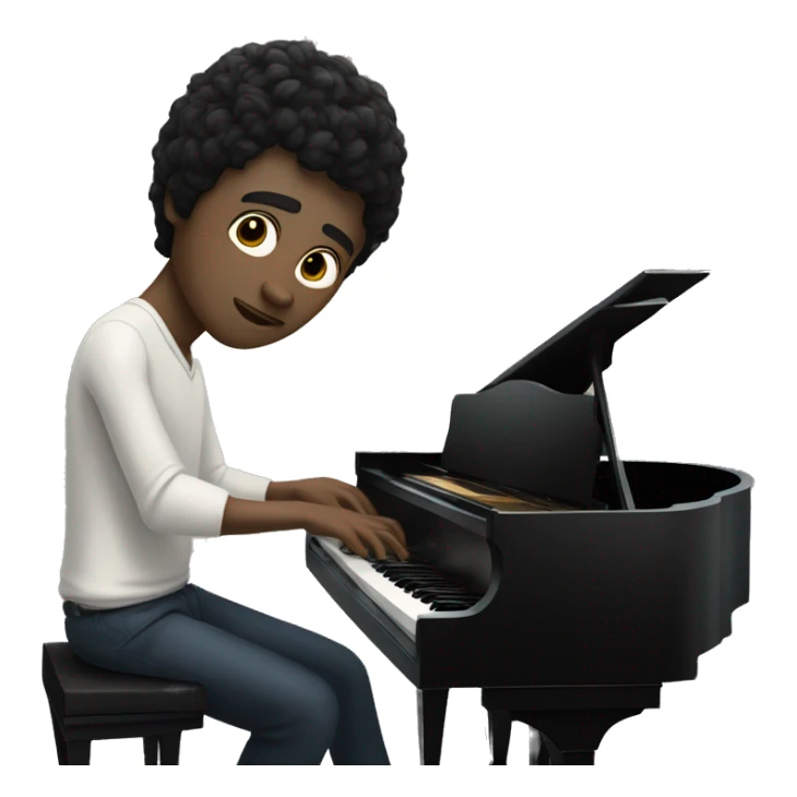 pale skin and black hair man playing grand piano sticker