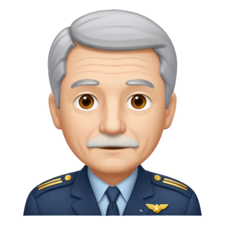an old civil pilot with grey hair and no mustache sticker