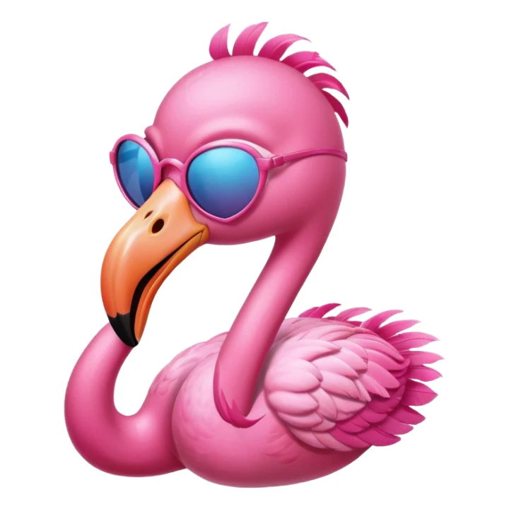 smiling flamingo with heart sunglasses sticker