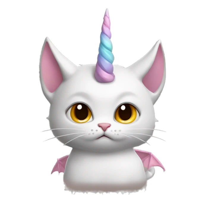 Cat with unicorn horn and dragon wings and pouting choolate sticker