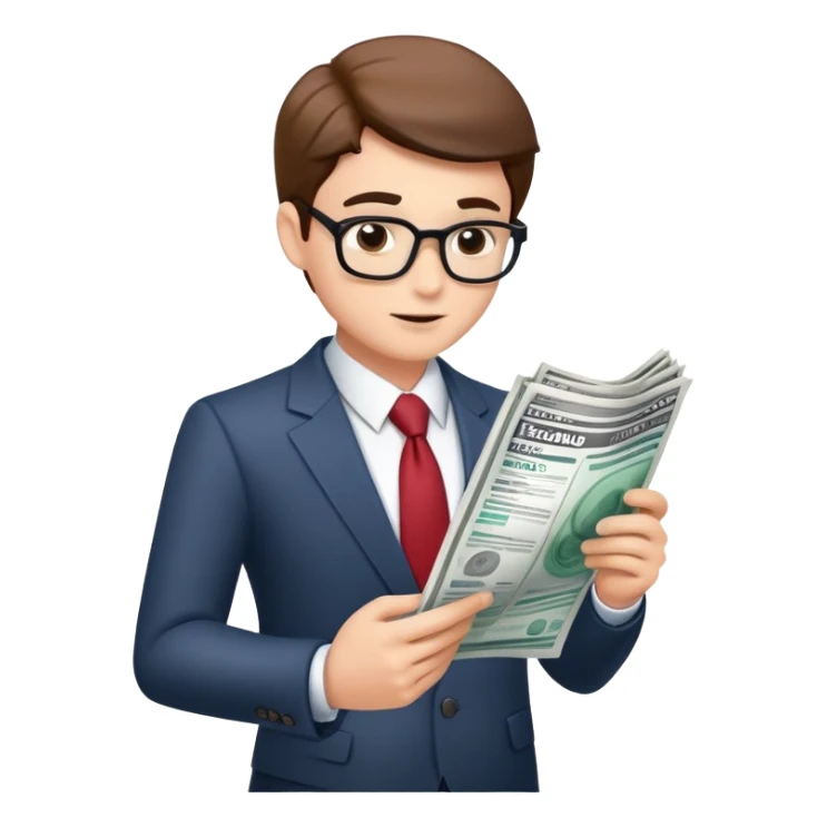 Business person reading financial news sticker