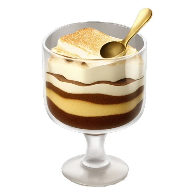 Tiramisu in glass with gold spoon sticker