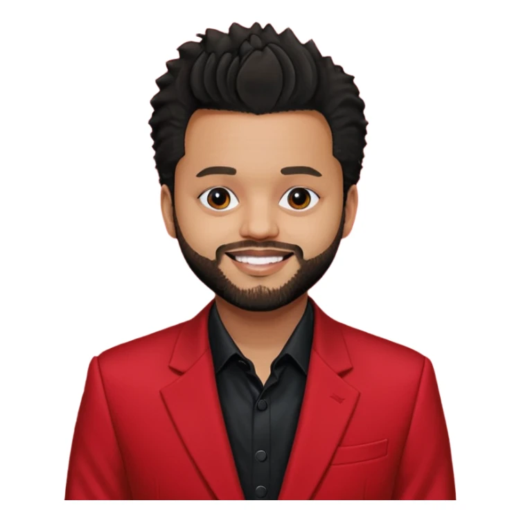 The Weeknd with black shirt, red suit jacket sticker