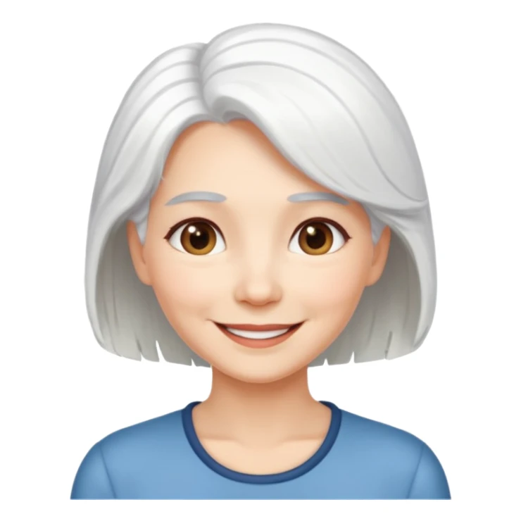 pure white hair, cute mature girl sticker