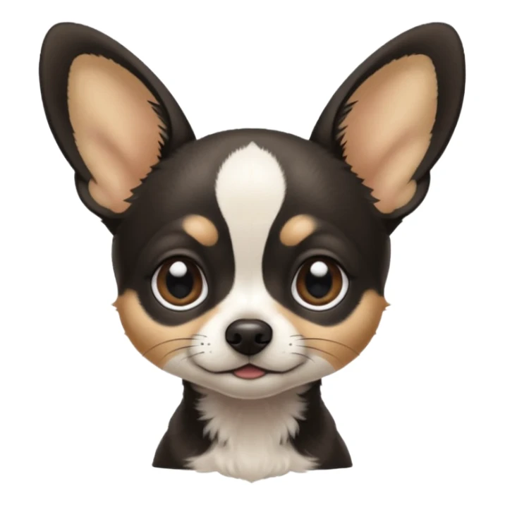 Full White and black Chihuahua - tiny, skinny and big ears sticker
