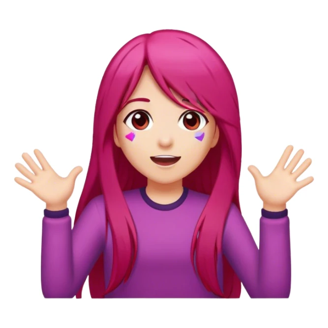 girl-long-straight-rosered-hair-throwing-confetti sticker
