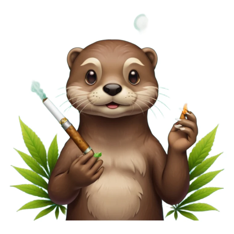 a otter smoking a joint surrounded by marijuana fumes sticker