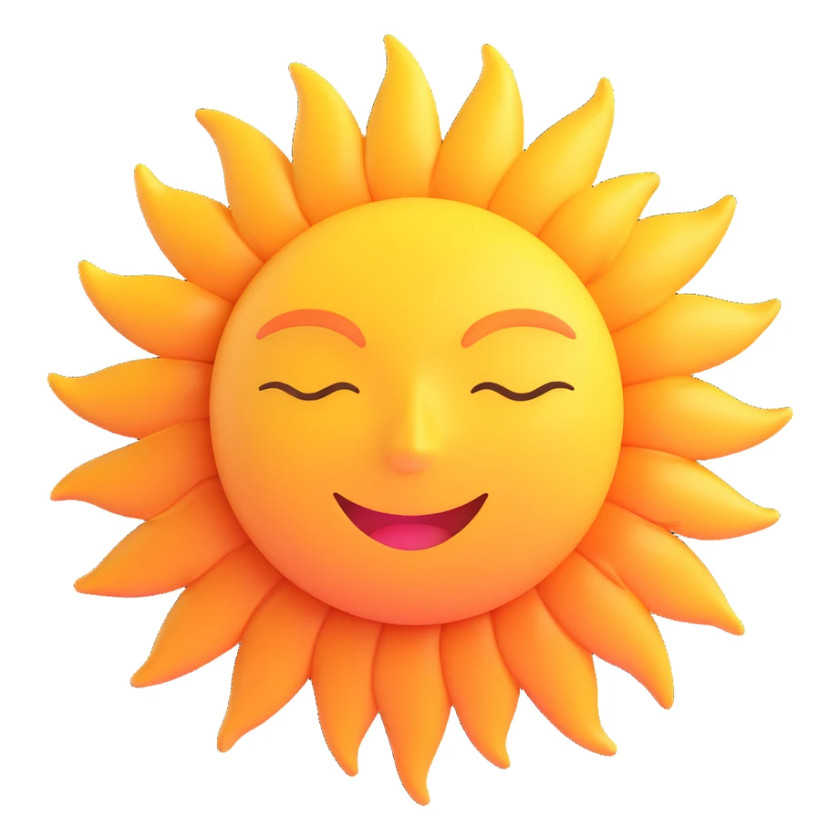 3D style sun without face or internal details, only circle and soft rays, suitable for Discord role icon sticker
