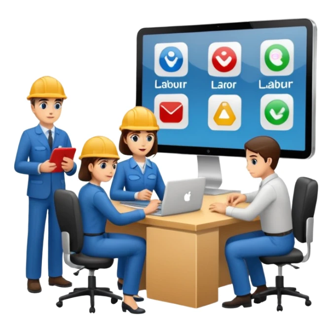 Digital Labour and an example of Agents at work in a workplace setting. sticker