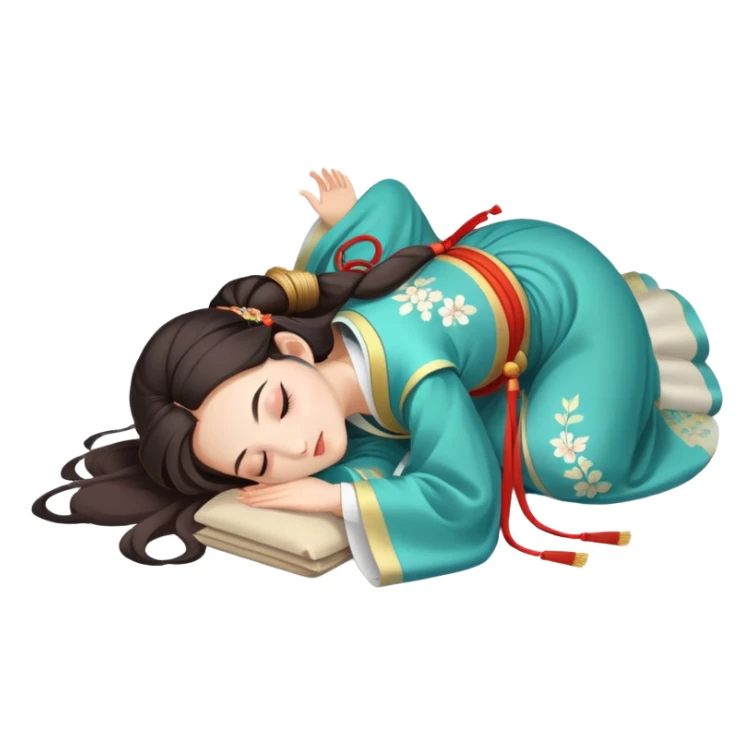 Beautiful girl in Hanfu lying on the ground sleeping sticker