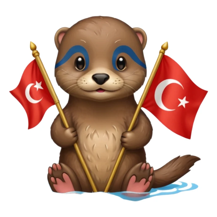 Otter with national flag of turkey sticker