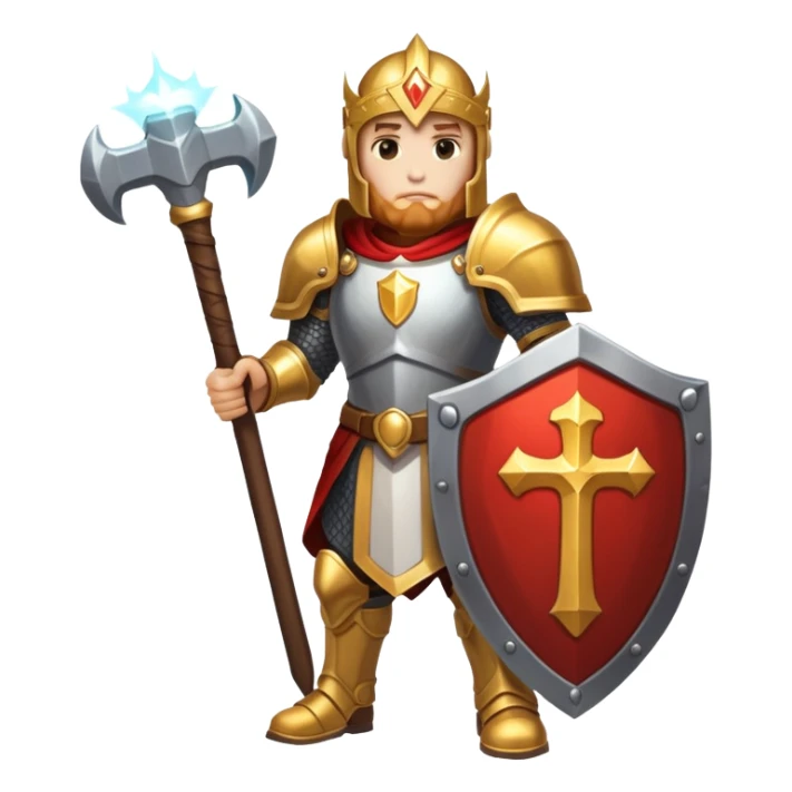 paladin hero with holy shield and glowing hammer sticker