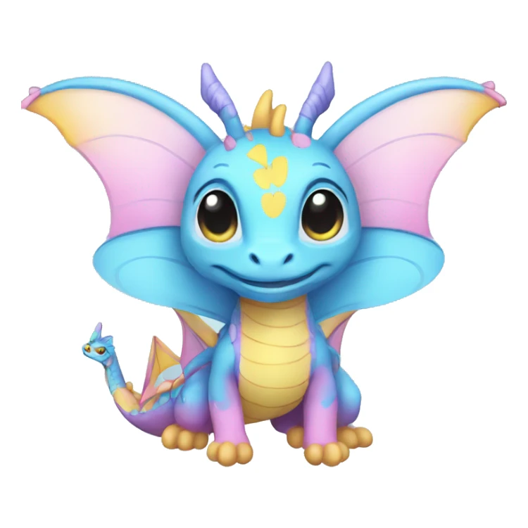 pink, blue and yellow pastel dragon female butterflies dragon puppet sticker