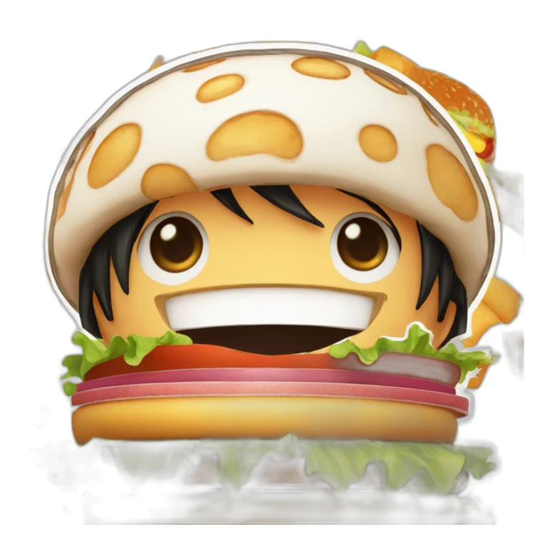 Luffy qui attaque un burger de nami sticker