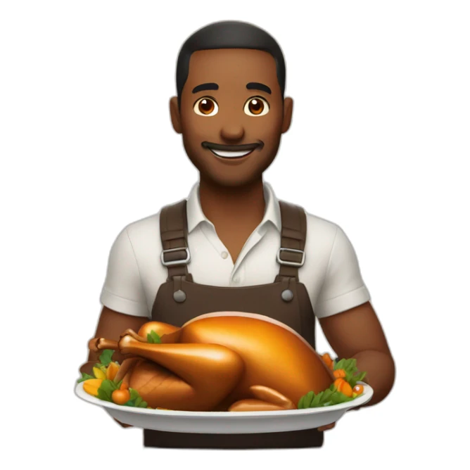 Man loving thanksgiving turkey with white liquid sticker