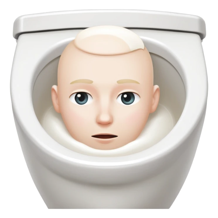 White toilet with a person's head visible in the bowl sticker