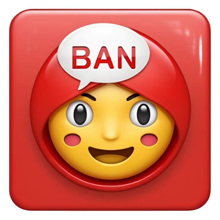 je voudrais une emoji avec une bulle marqué Ban  sticker