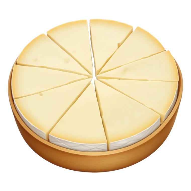 cinematic-realistic-brie-cheese-emoji,-featuring-soft-ripened-cheese-with-a-delicate white rind-rendered-with-lifelike-detail-and-inviting,-natural-lighting sticker