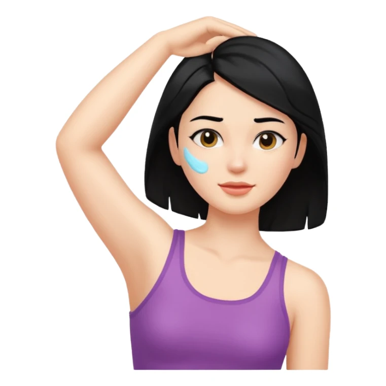 woman black long hair shaving armpit sticker