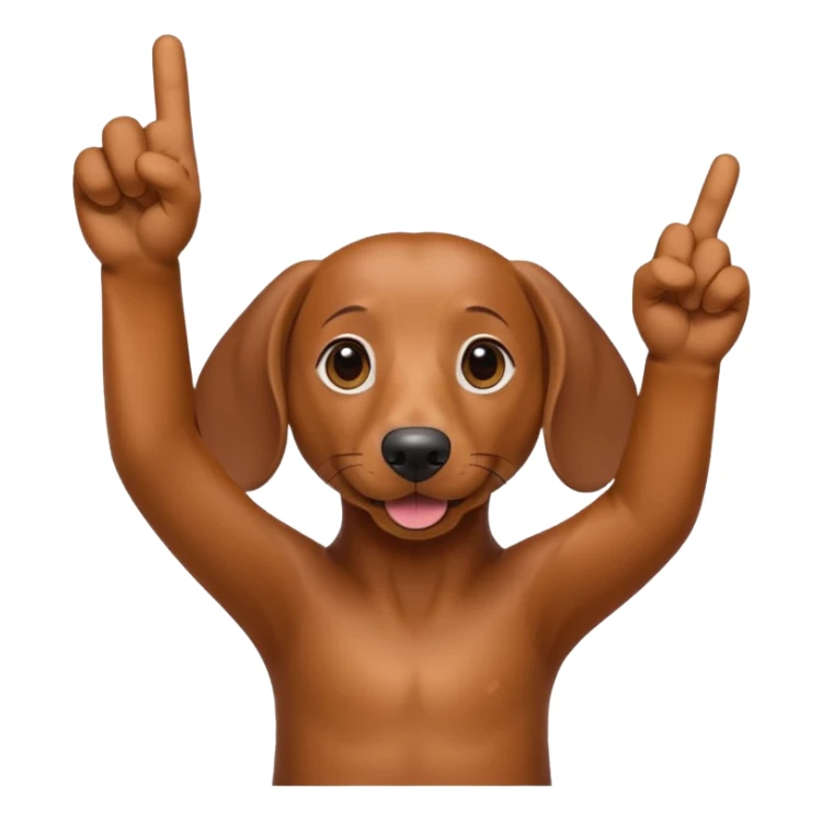 Create a dachshund showing a victory sign with his fingers sticker