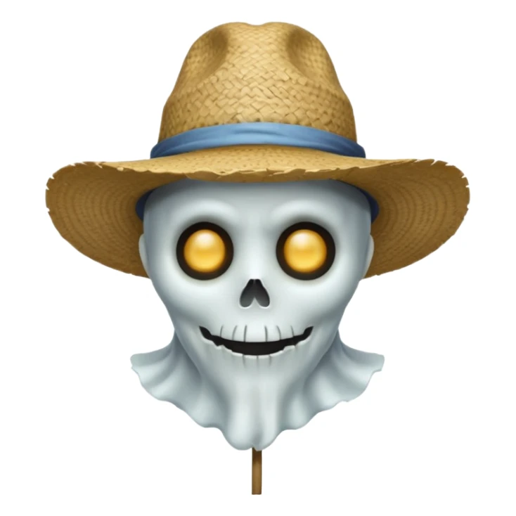 ghost farmer portrait, head and shoulders only, straw hat, spooky pale face, cracked skin, haunted vibe, 3D cartoon, mobile game icon style, clean background, no text, no watermark
 
 sticker