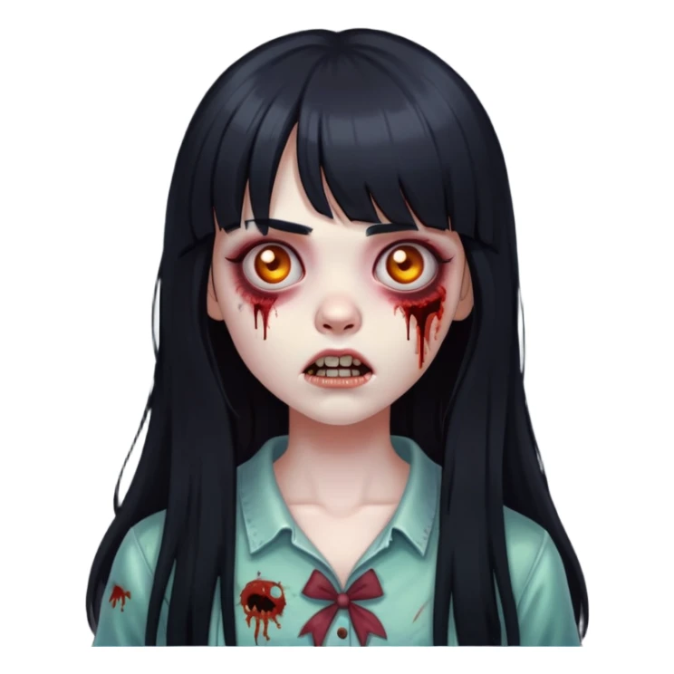 garota zumbi com cabelo longo preto com franja sticker