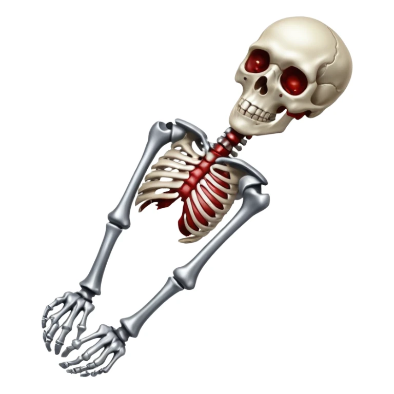 metallic anatomic bones with blood, steel texture, dark dramatic tone, clean background sticker