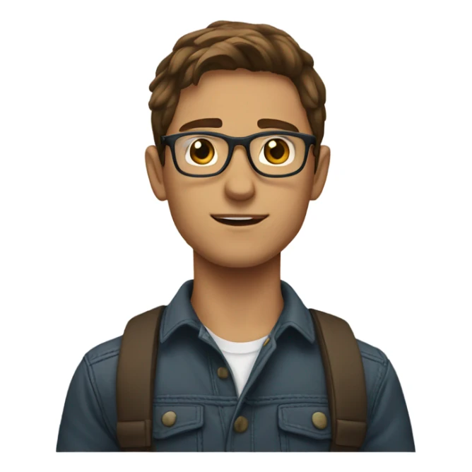 young man with brown hair and glasses sticker