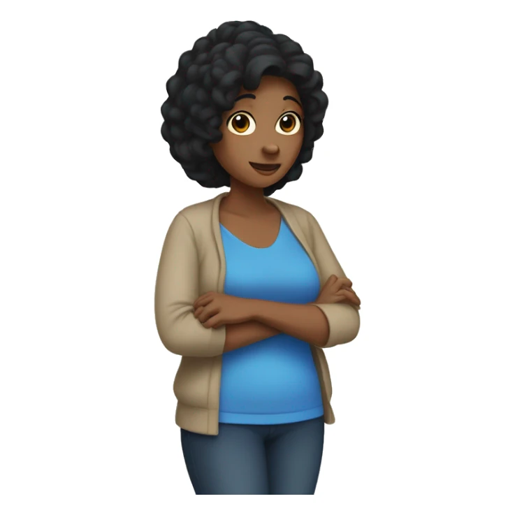 Mama with black hair and blue holding my hand  sticker