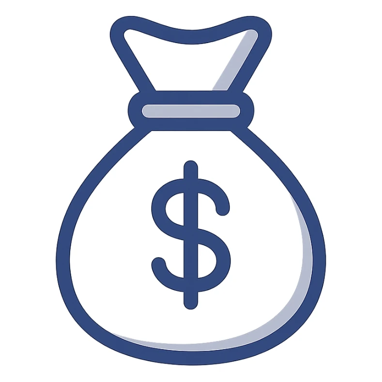 money bag icon, minimal lines, modern flat design sticker