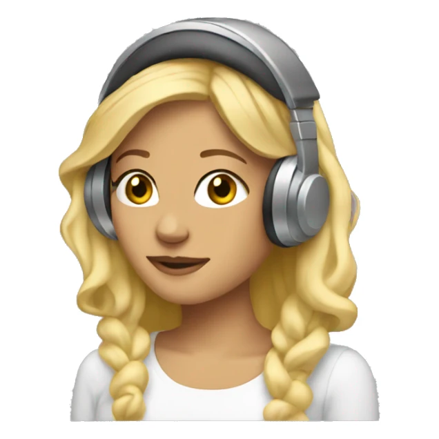 blonde in headphones sticker