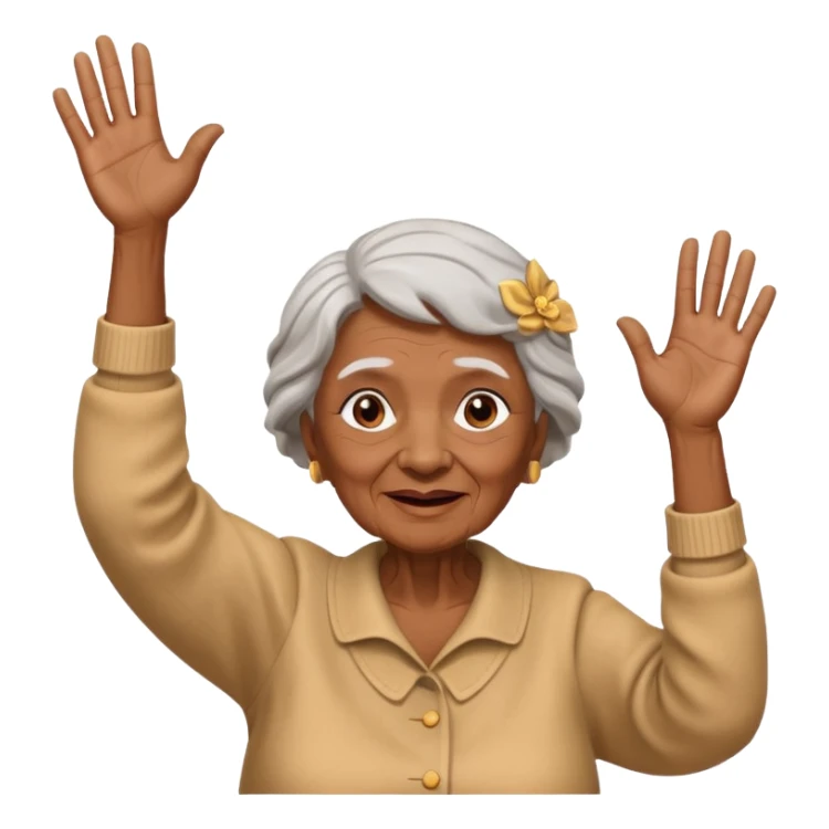 Old lady hands up raise the roof dancing  sticker
