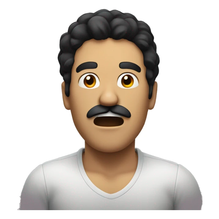 Man with black hair and mustache looking overwhelmed with mouth open sticker
