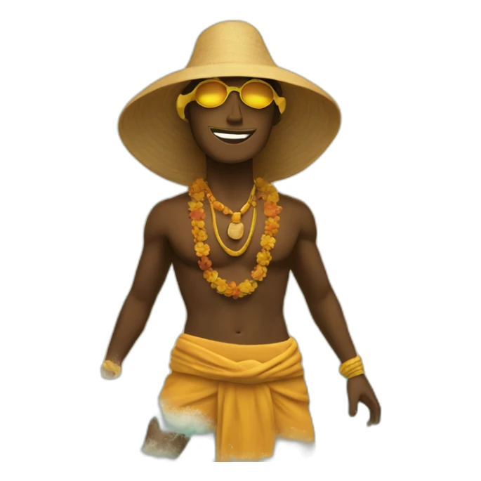 Yogui in the beach with sun chackra sticker