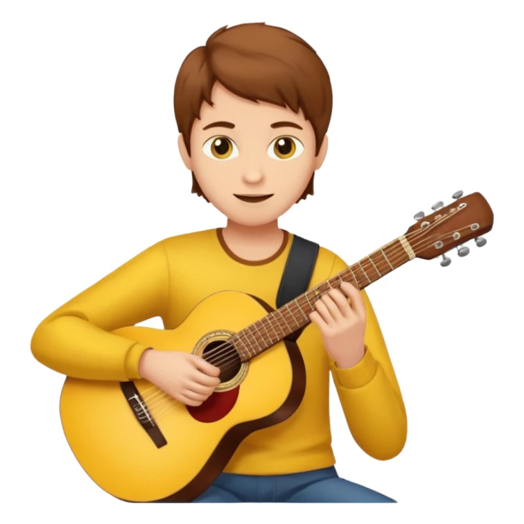 yellow Guy with brown hair playing a guitar sticker