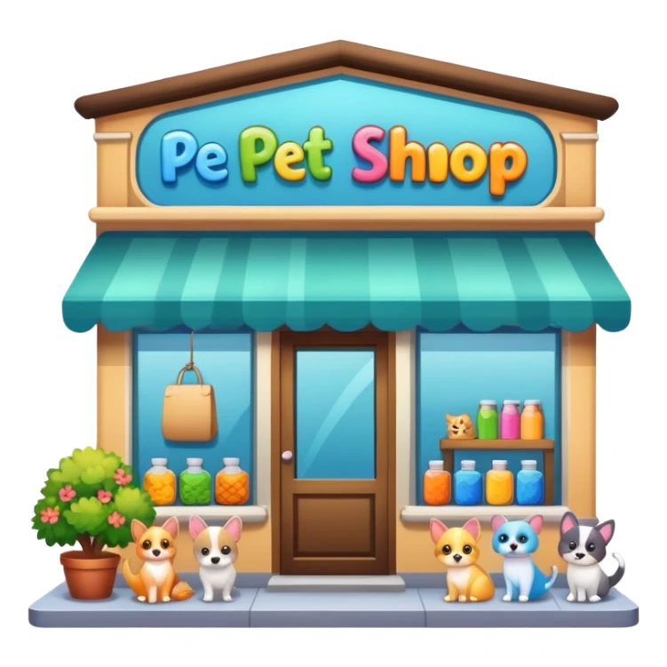 pet shop storefront with pet supplies sticker
